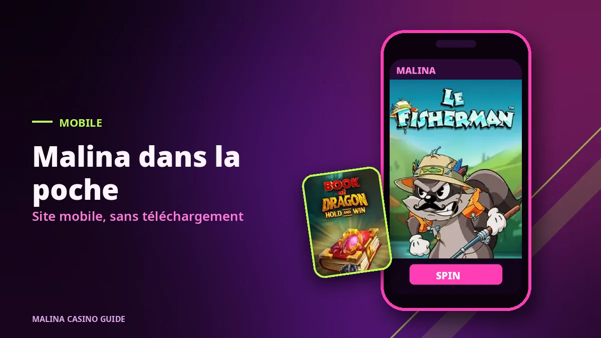 Malina Casino sur smartphone avec une machine Ă sous ouverte