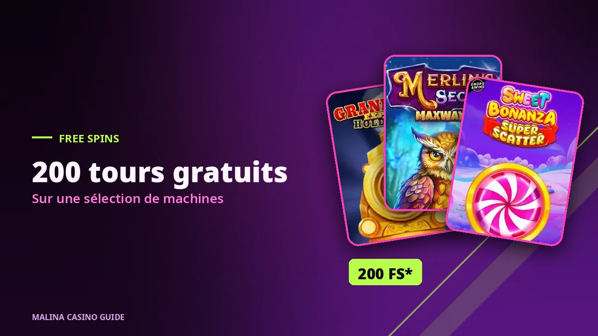 Tours gratuits et machines à sous éligibles au bonus Malina